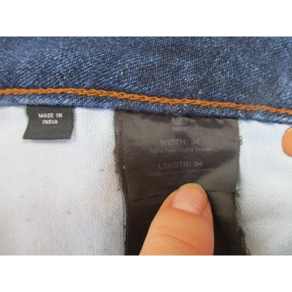 G-Star RAW 3301 Slim Jeans Mens 36x34 Blue Denim Button Fly Straight Fit Pants